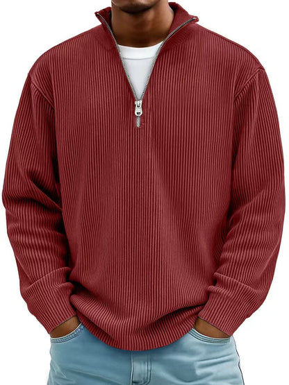 Men's Corduroy Zip Stand-Collar Pullover (photo 14)