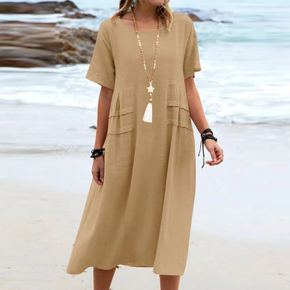Women's Short-Sleeve Loose Midi Dress (photo 8)