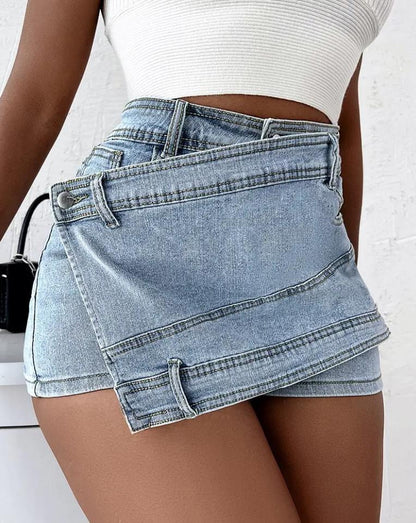 Women's High-Waist Asymmetric Denim Skort (photo 7)