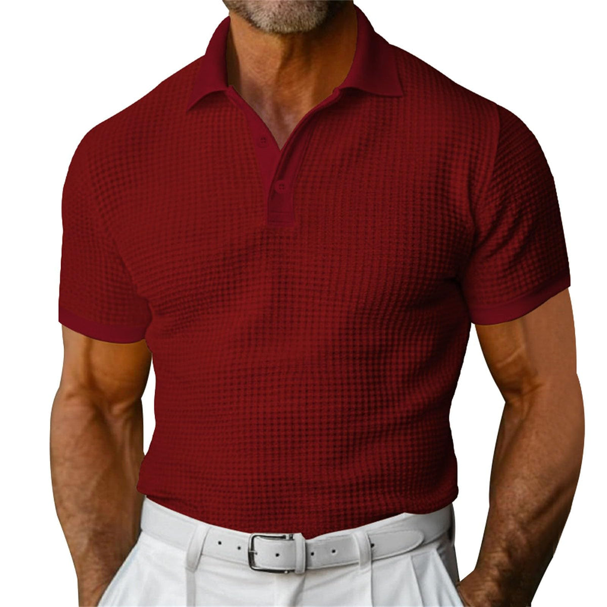 Men's Waffle Short-Sleeve Polo Shirt (photo 3)