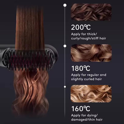 2-in-1 Cordless Hair Straightener Brush, USB Rechargeable (photo 7)