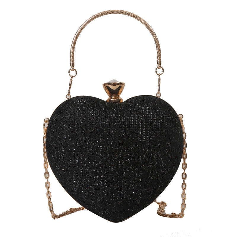 Shiny Heart-Shaped Evening Clutch with Chain (photo 6)