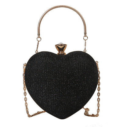 Shiny Heart-Shaped Evening Clutch with Chain (photo 6)