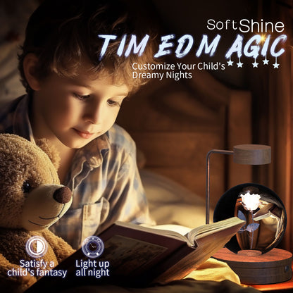 3D Engraved Crystal Ball Night Light with Wooden Base, USB (photo 4)