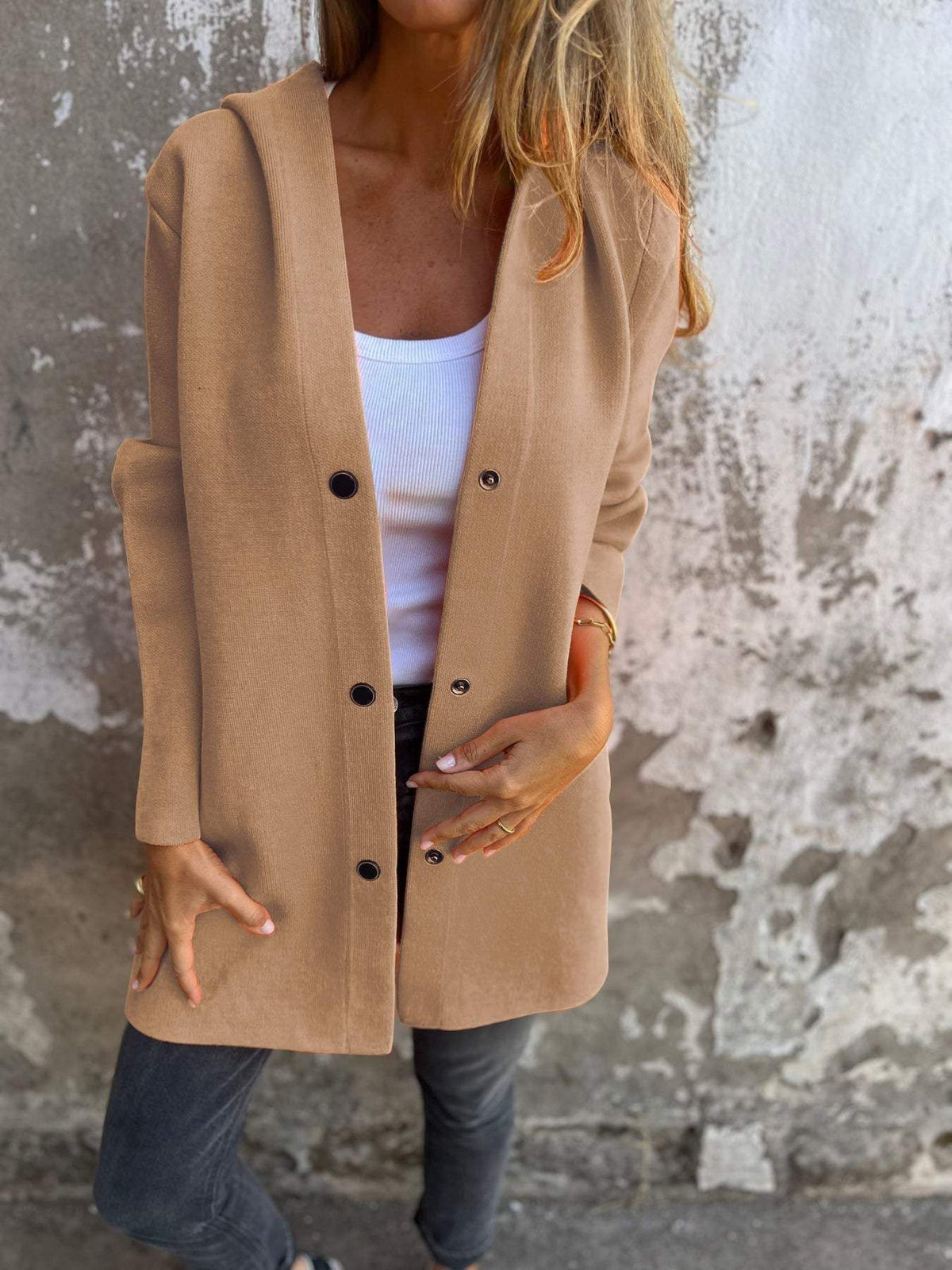 Women's Hooded Single-Breasted Loose Jacket (photo 6)