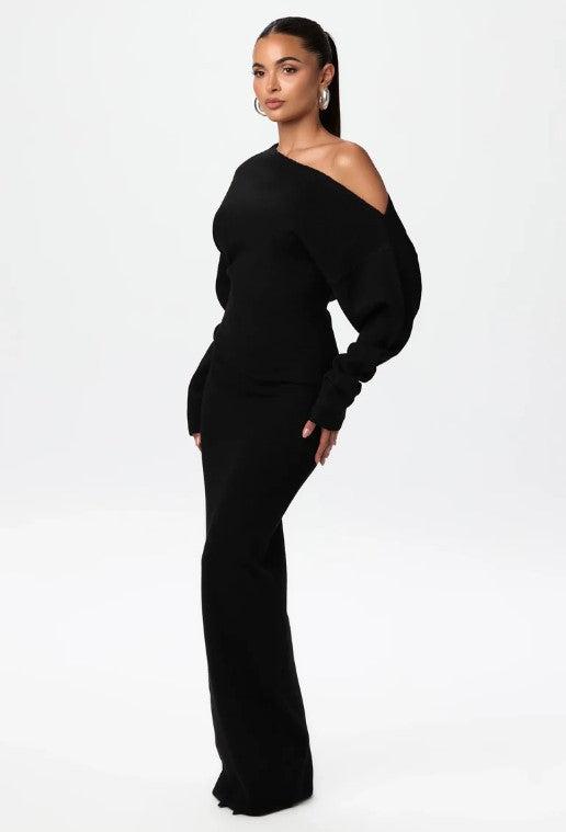 Women's Off-Shoulder Knit Bodycon Maxi Dress (photo 10)