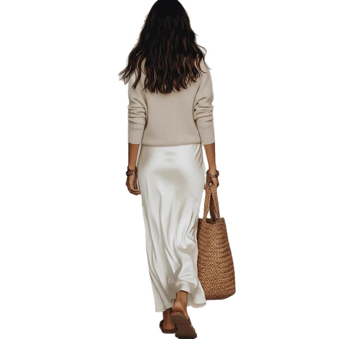 Women's Satin Slip Maxi Dress and Knit Top Two-Piece Set (photo 7)