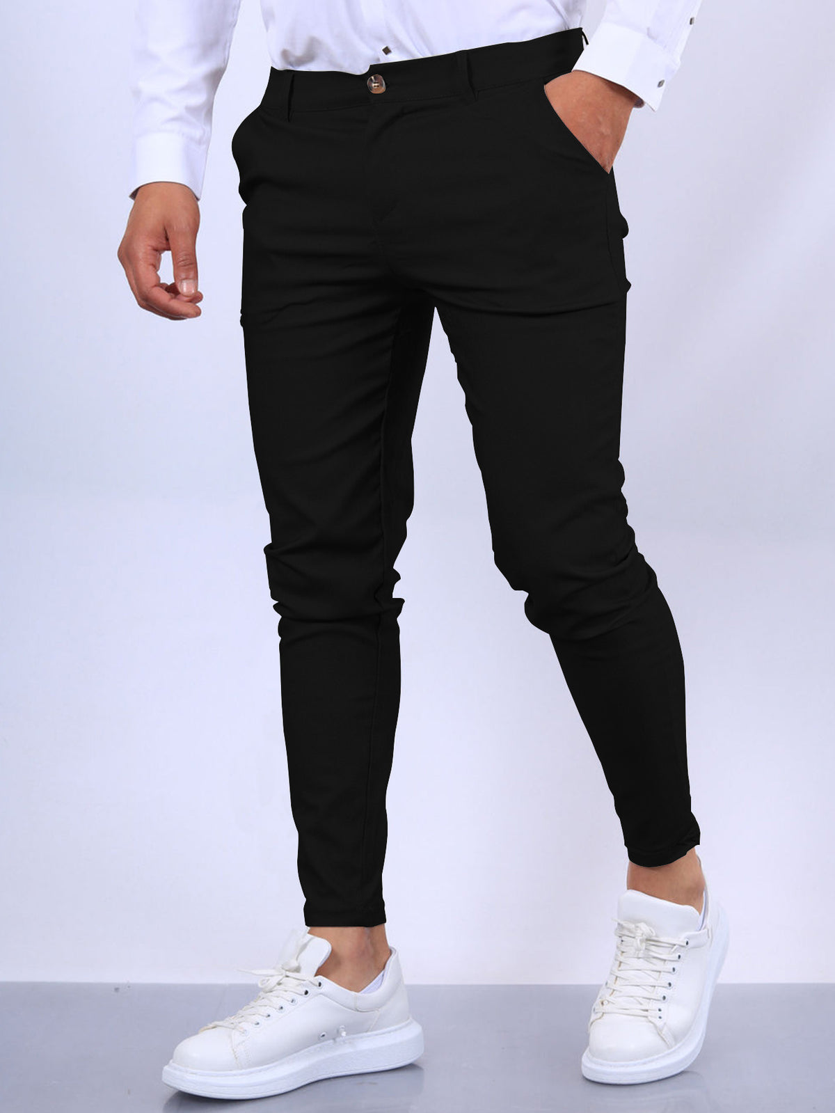 Men's Slim Button Pencil Trousers (photo 8)