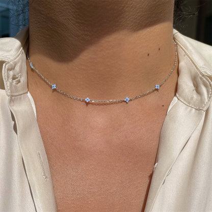 Dainty Flower Station Necklace, Gold or Silver Tone