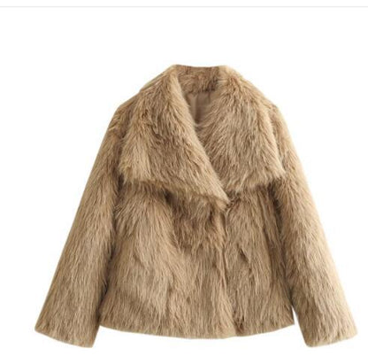 Women's Fluffy Plush Lapel Coat (photo 7)