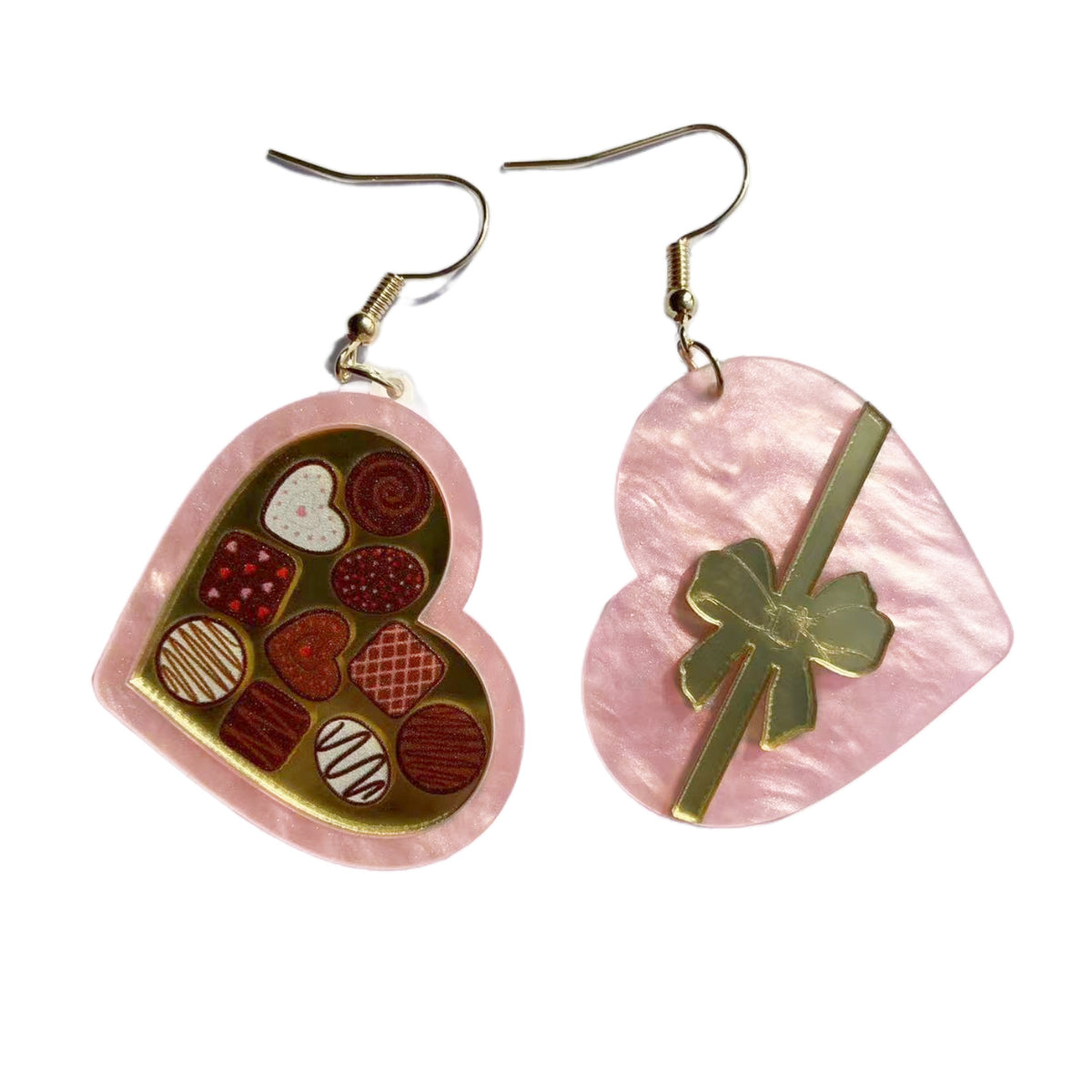 Acrylic Heart Ice Cream Drop Earrings (photo 2)