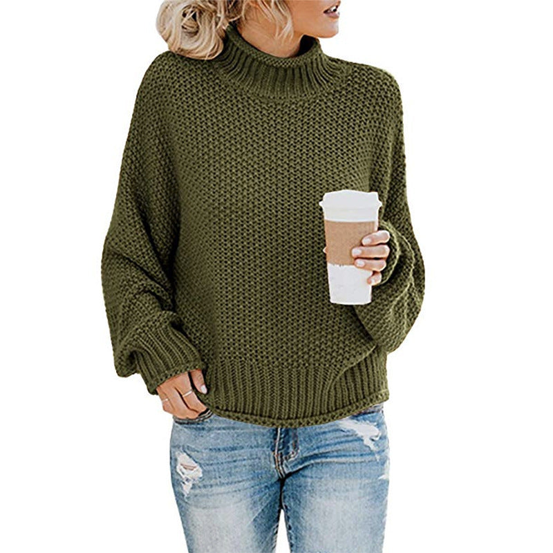 Women's Solid Turtleneck Knit Pullover (photo 8)