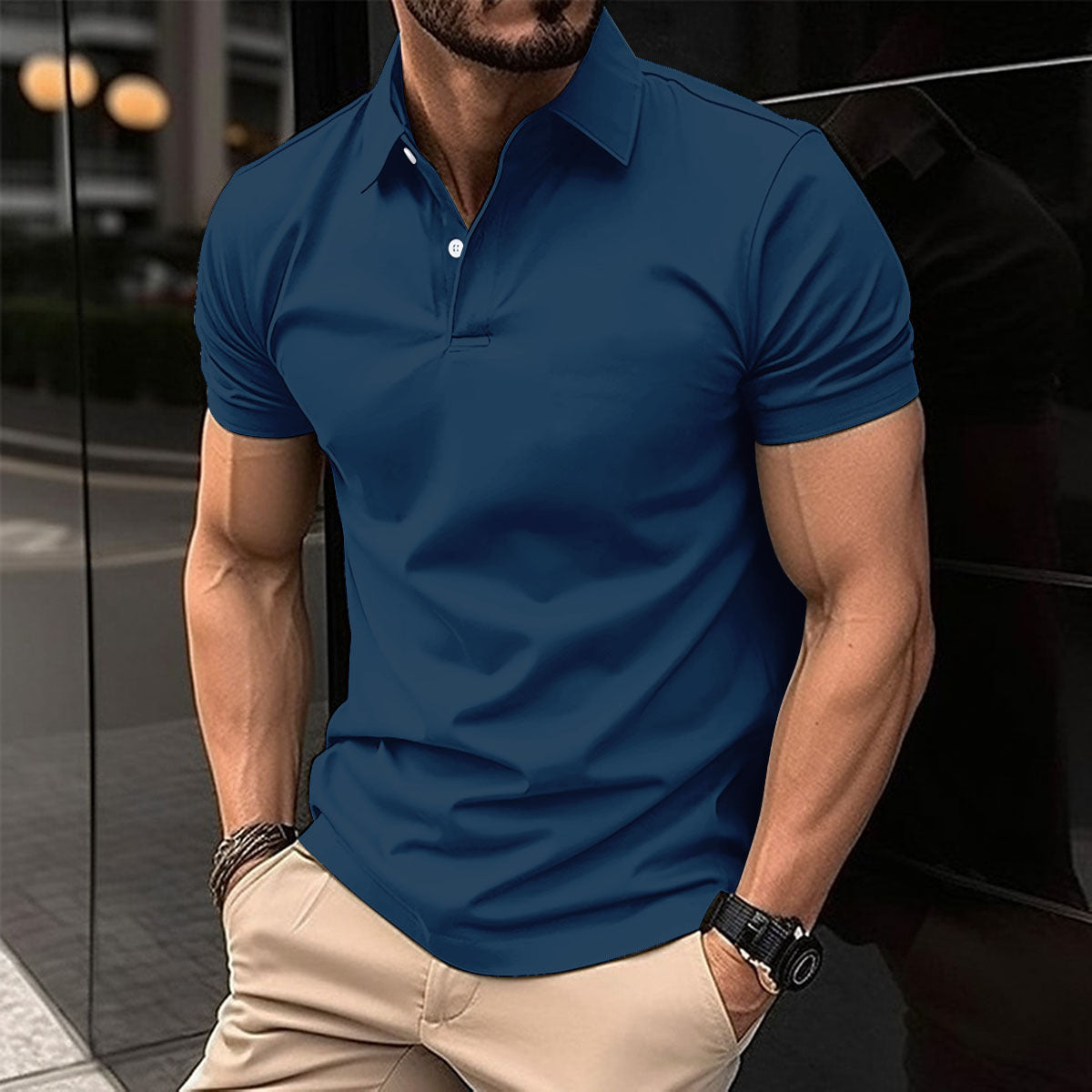 Men's Solid Short-Sleeve Polo Shirt (photo 4)