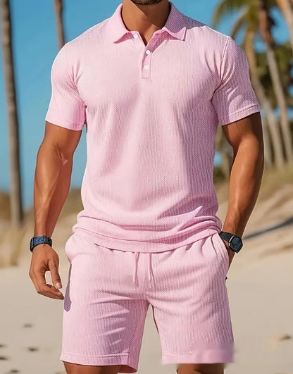 Men's Mesh Short-Sleeve Shirt and Shorts Set (photo 13)