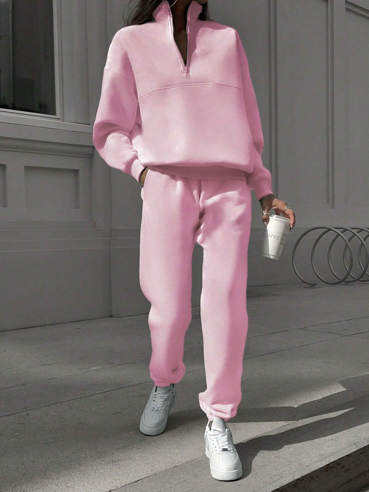 Women's Zip-Up Sweatshirt and Elastic-Waist Pants Set (photo 6)