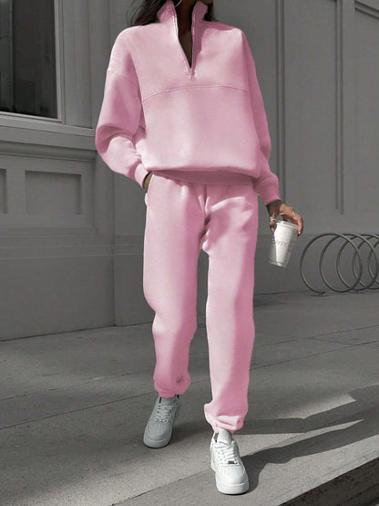 Women's Zip-Up Sweatshirt and Elastic-Waist Pants Set (photo 6)