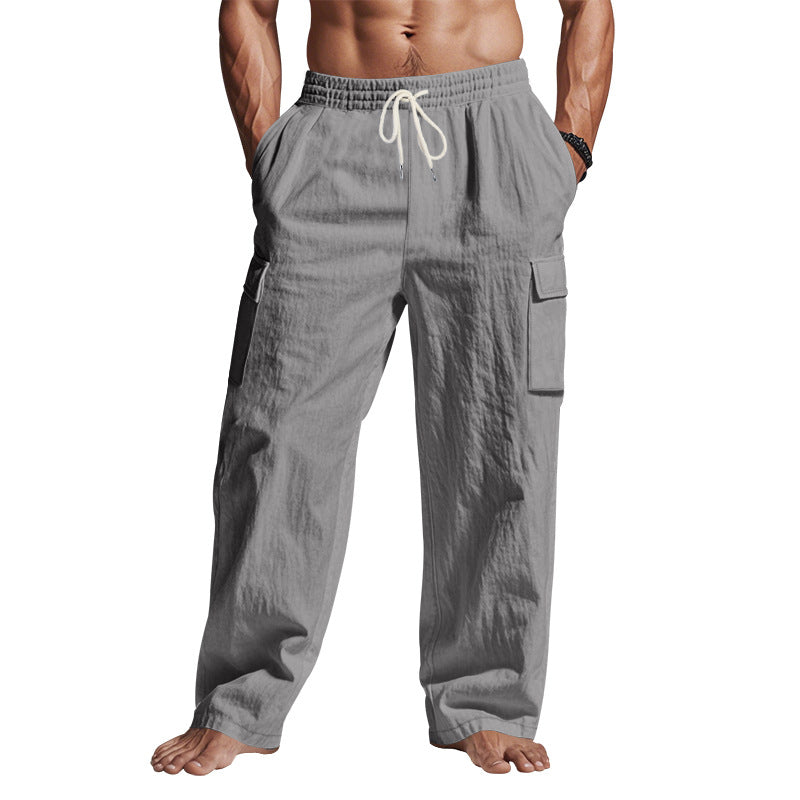 Men's Multi-Pocket Linen Cargo Pants (photo 10)