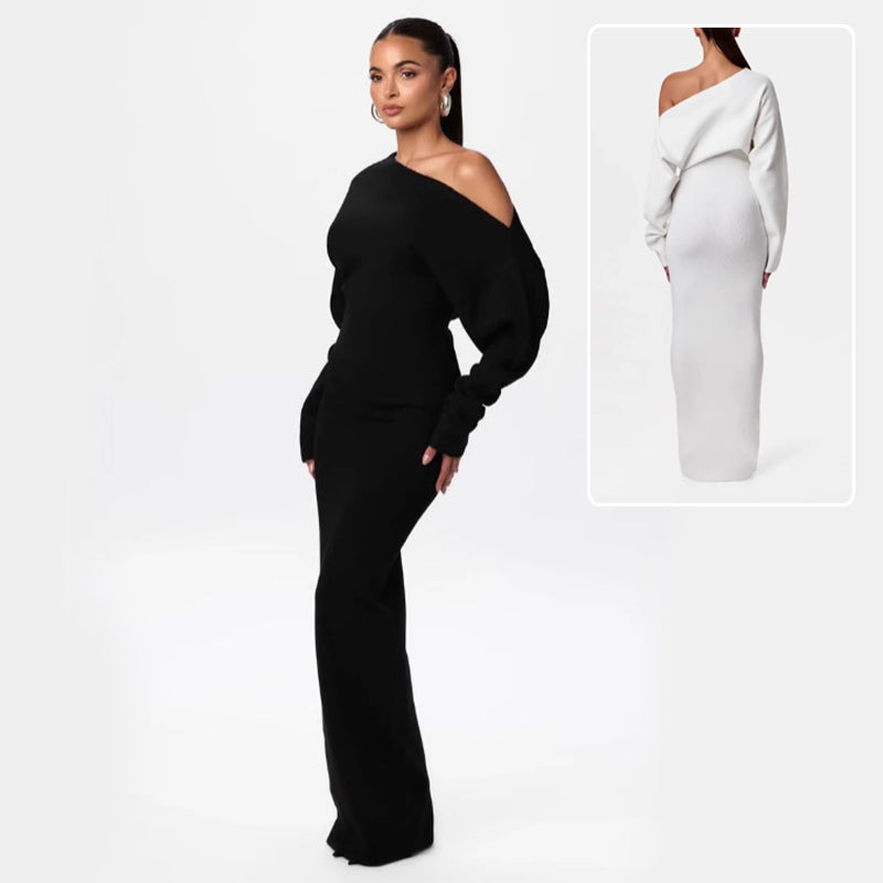 Women's Off-Shoulder Knit Bodycon Maxi Dress