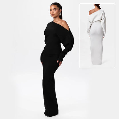 Women's Off-Shoulder Knit Bodycon Maxi Dress