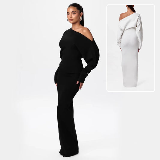 Women's Off-Shoulder Knit Bodycon Maxi Dress