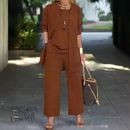 Women's 3-Piece Set: Vest, Long Cardigan and Wide-Leg Pants (photo 12)