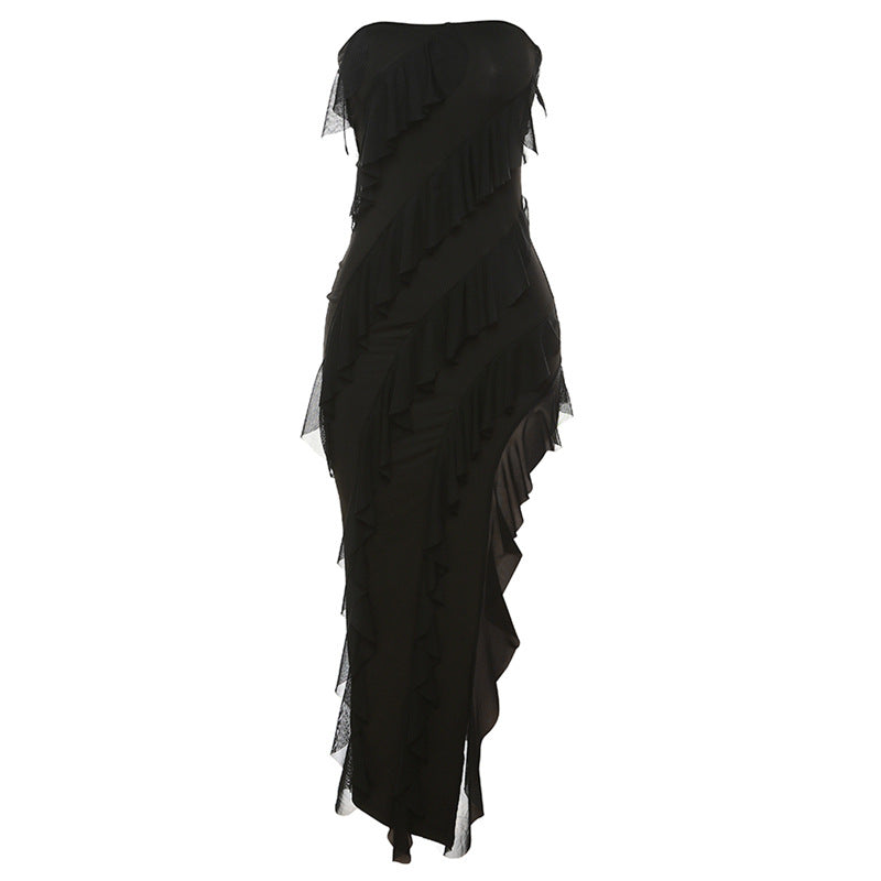 Women's Backless Tube Split Tassel Maxi Dress (photo 8)