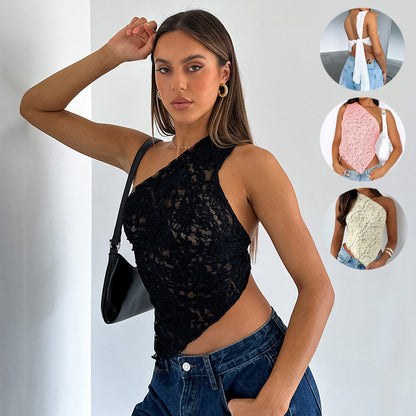 Women's Lace Backless Asymmetric Cami Top