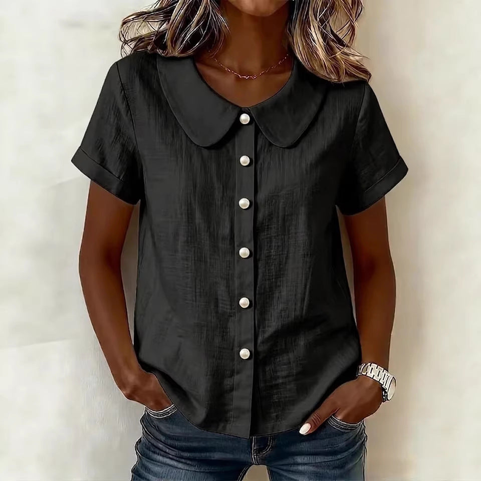 Women's Short-Sleeve Loose Casual Shirt (photo 4)
