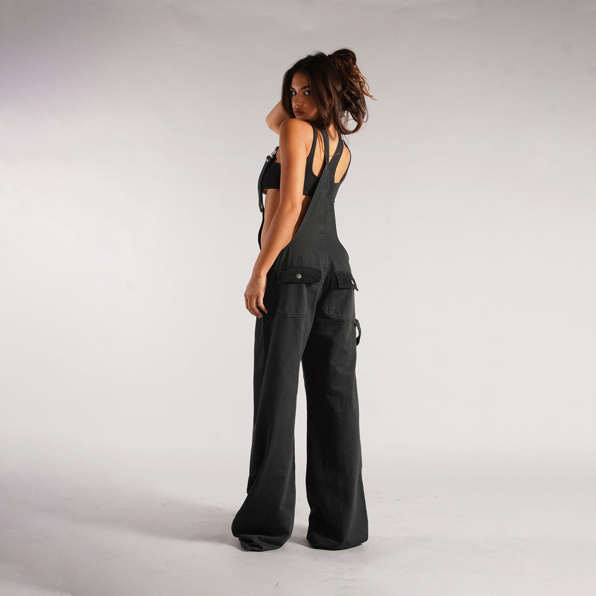 Women's Zip Denim Overalls with Pockets (photo 10)