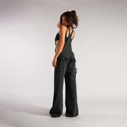 Women's Zip Denim Overalls with Pockets (photo 10)