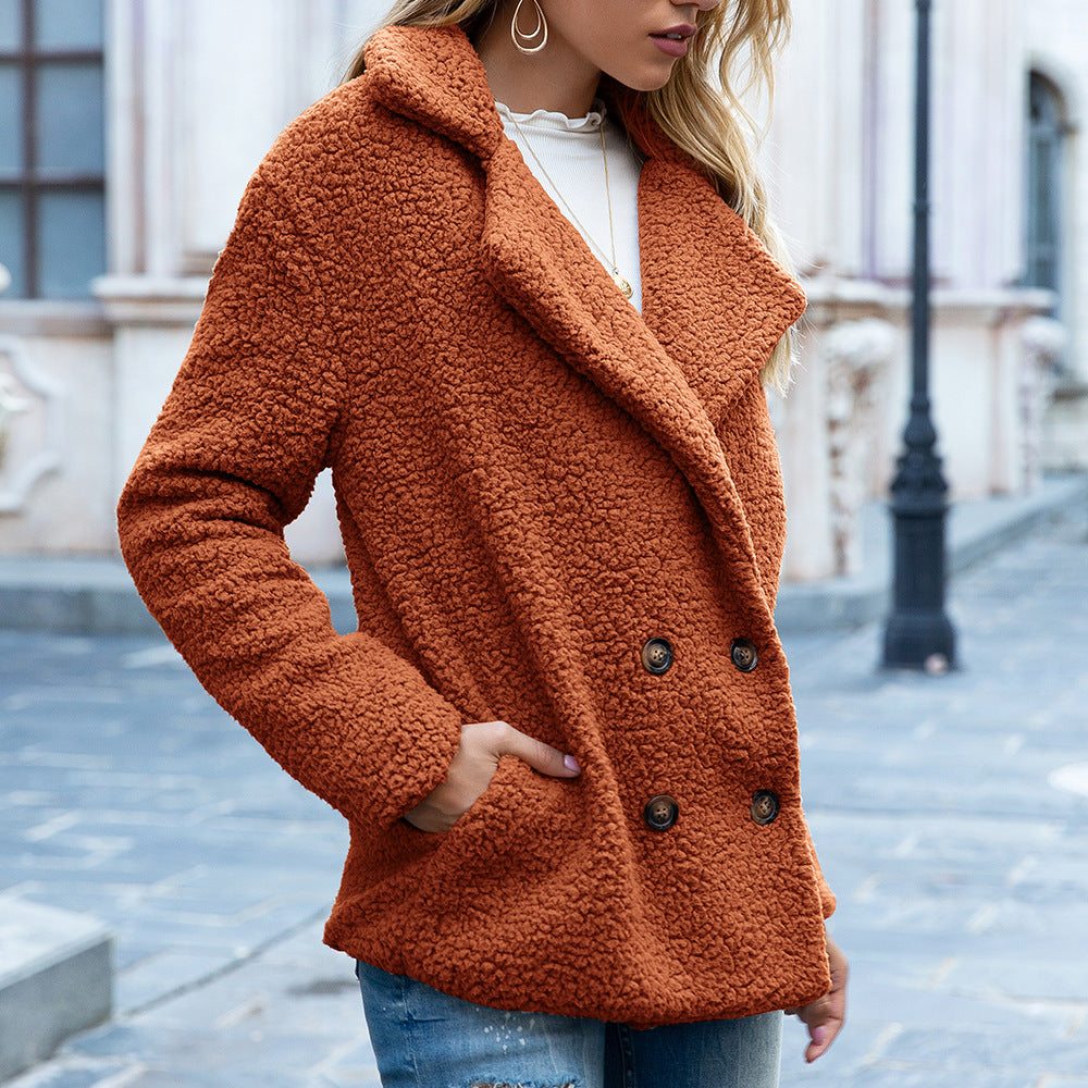 Women's Fluffy Lapel Button Cardigan Coat (photo 8)