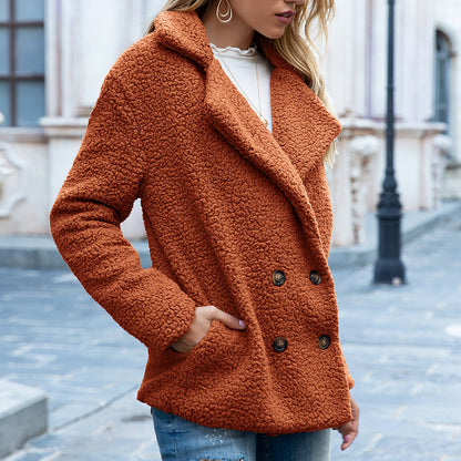 Women's Fluffy Lapel Button Cardigan Coat (photo 8)