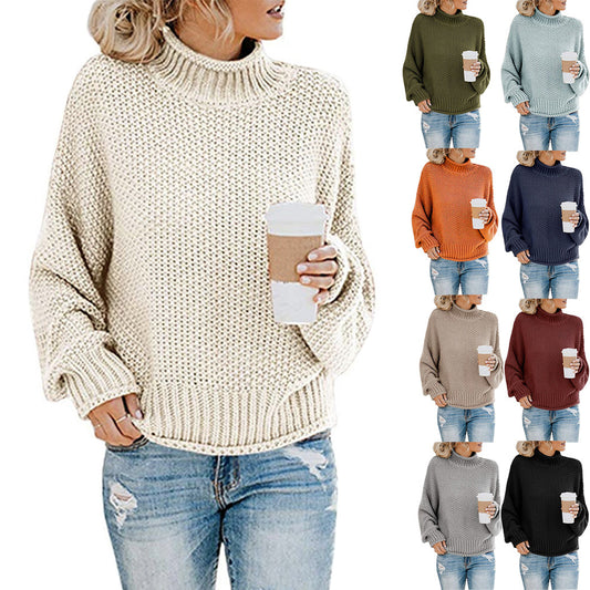 Women's Solid Turtleneck Knit Pullover