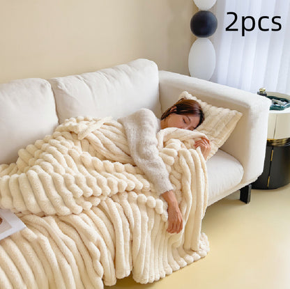 Double-Sided Bubble Velvet Faux Fur Blanket (photo 17)