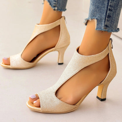 Women's Peep-Toe High-Heel Sandals with Zipper (photo 13)