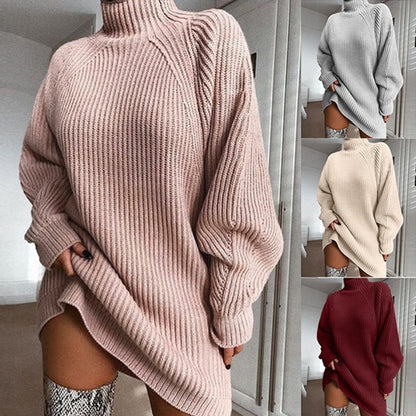Women's Turtleneck Long Sweater Dress