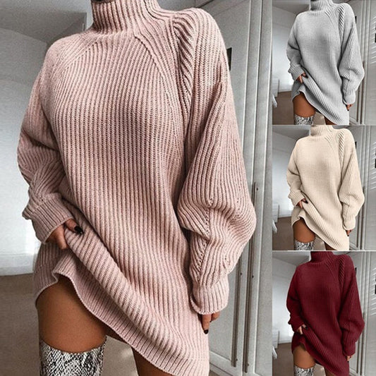 Women's Turtleneck Long Sweater Dress