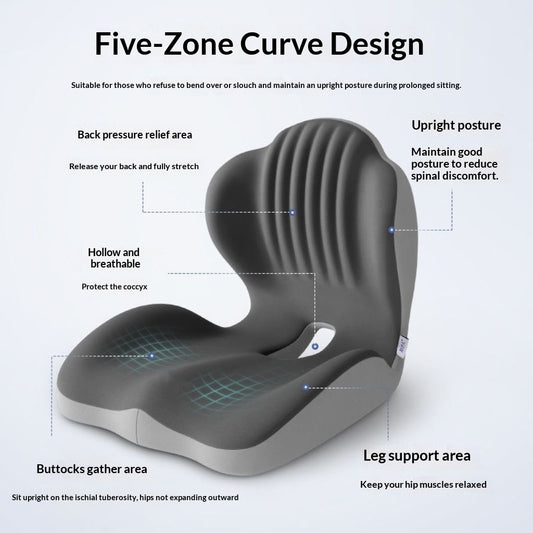 Memory Foam Seat Cushion with Lumbar Support, 40 x 44 x 37 cm