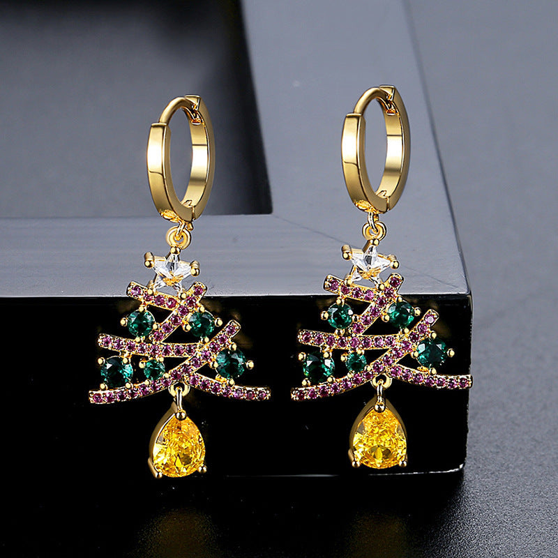 Christmas Tree Rhinestone Earrings