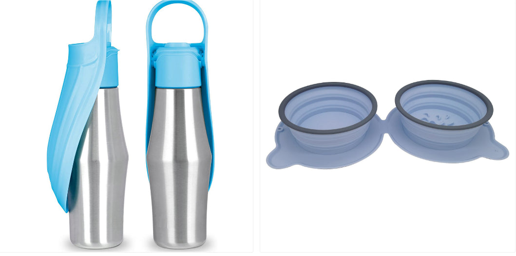 Portable Stainless Steel Dog Water Bottle with Leaf Bowl (photo 17)