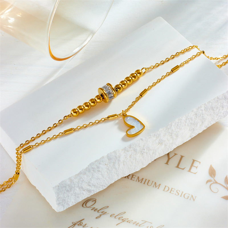 Double-Layer Heart Charm Anklet (photo 4)