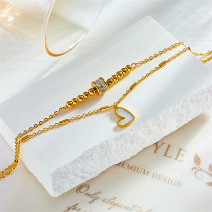 Double-Layer Heart Charm Anklet (photo 4)