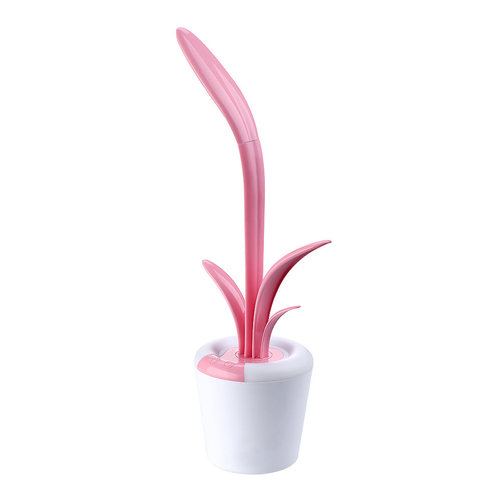 Plant-Shaped Rechargeable LED Table Lamp with Night Light Mode – Pink