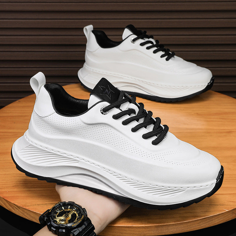 Men's Thick-Sole Lace-Up Casual Sneakers