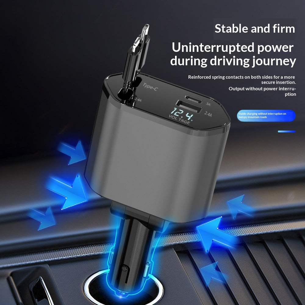 4-in-1 Retractable Car Charger with Built-In Cables (photo 5)