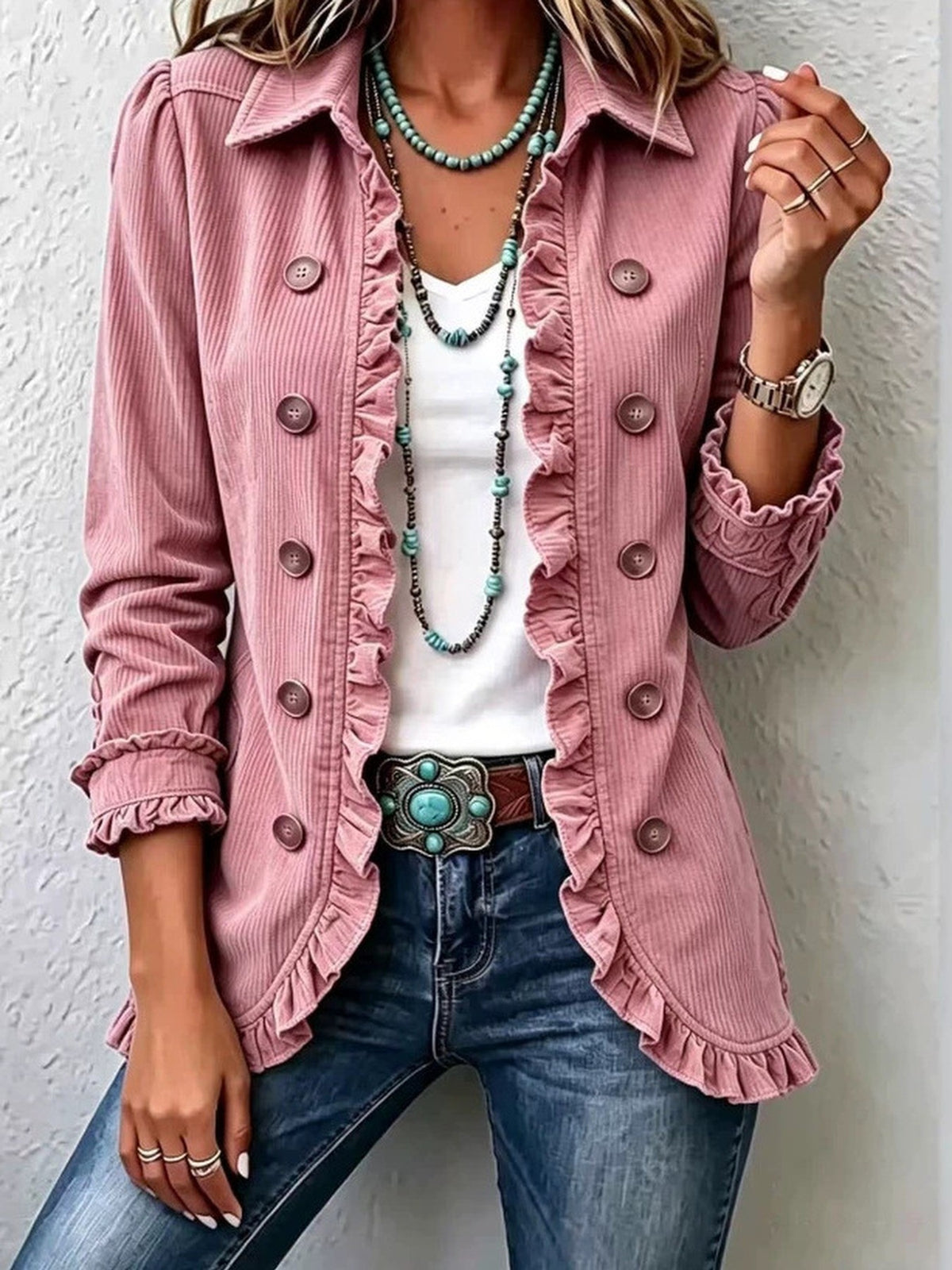 Women's Ruffled Button-Front Knit Cardigan (photo 19)