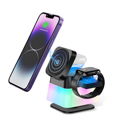 4-in-1 Rotating Magnetic Wireless Charging Stand with Night Light (photo 5)
