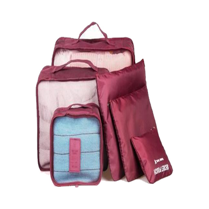 6-Piece Travel Packing Cube Set with Mesh Panels - Wine Red (photo 4)