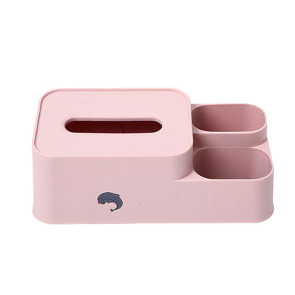 Desktop Tissue Box Holder with Side Compartments - Pink (photo 2)