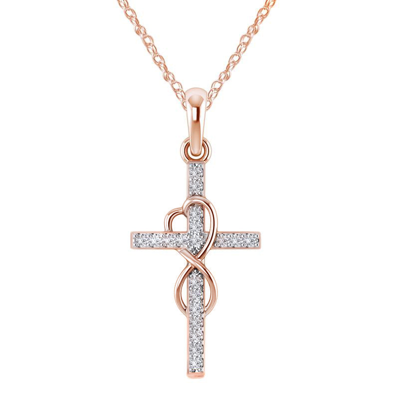 Rhinestone Cross Pendant Necklace (photo 3)